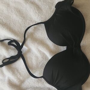 Xhiliration  black satin bikini tie top